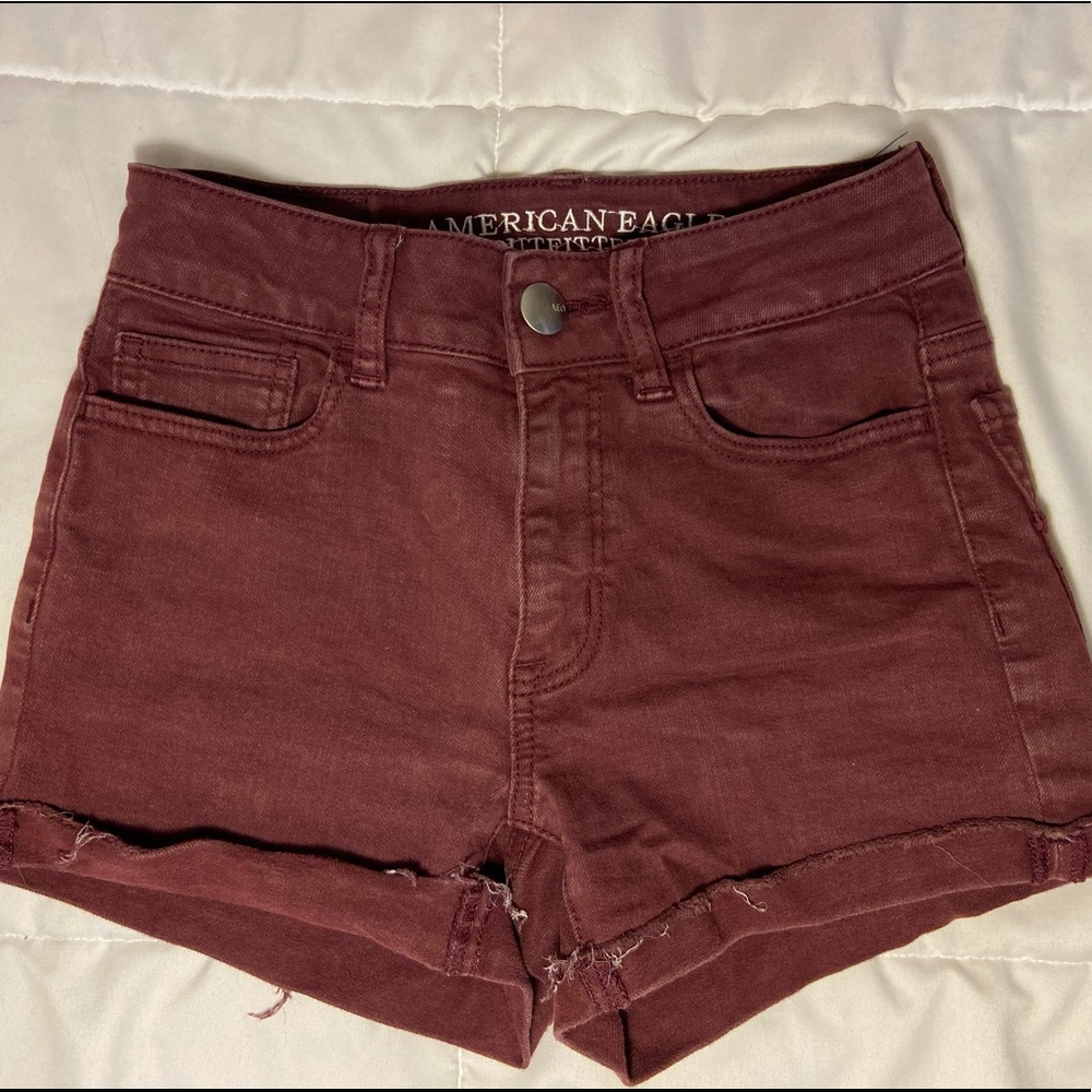 American Eagle Maroon Jean Shorts